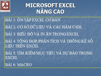 Bài giảng Microsoft Excel nâng cao