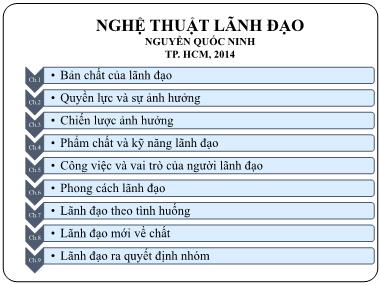 Bài giảng Nghệ thuật lãnh đạo - Chương 2: Quyền lực và sự ảnh hưởng - Nguyễn Quốc Ninh