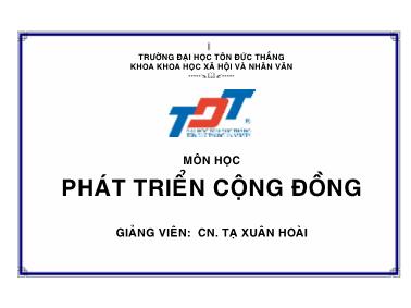 Bài giảng Phát triển cộng đồng - Tạ Xuân Hoài