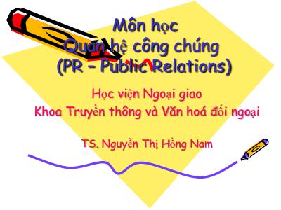 Bài giảng Quan hệ công chúng - Bài 2: PR doanh nghiệp - Nguyễn Thị Hồng Nam