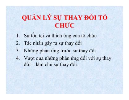 Bài giảng Quản lí sự thay đổi của tổ chức