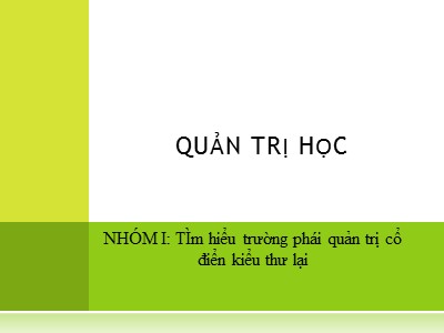 Bài giảng Quản trị học