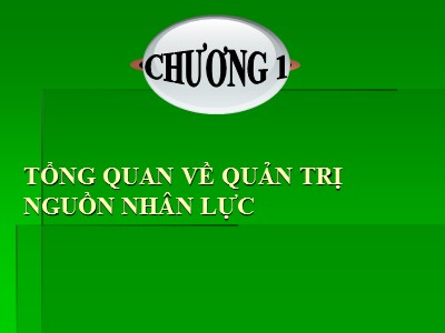 Bài giảng Quản trị nhân lực - Chương 1: Tổng quan về quản trị nguồn nhân lực