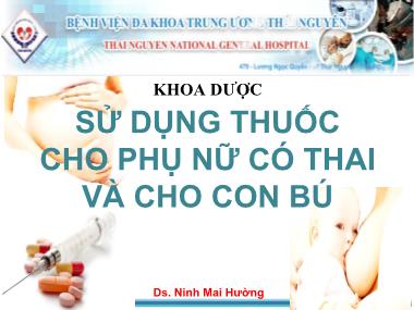 Bài giảng Sử dụng thuốc cho phụ nữ có thai và cho con bú - Ninh Thị Mai Hường