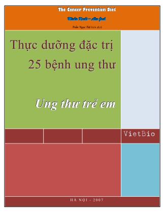 Bài giảng Thực dưỡng đặc trị 25 bệnh ung thư - Ung thư trẻ em