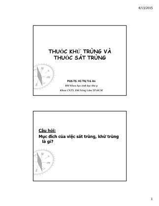 Bài giảng Thuốc khử trùng và thuốc sát trùng - Võ Thị Trà An