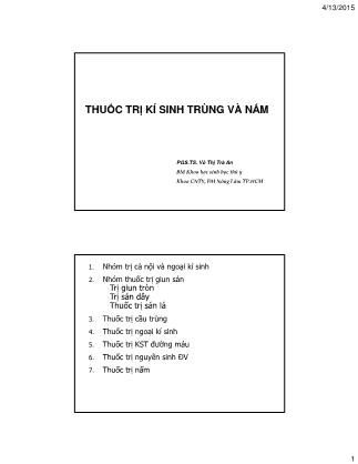 Bài giảng Thuốc trị kí sinh trùng và nấm - Võ Thị Trà An