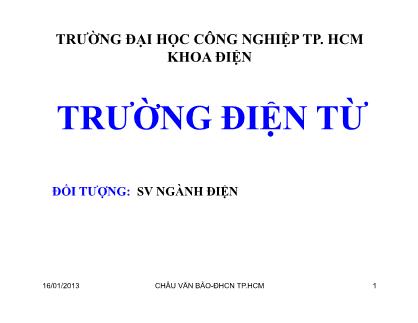 Bài giảng Trường điện từ - Chương 1: Giải thích Vetor