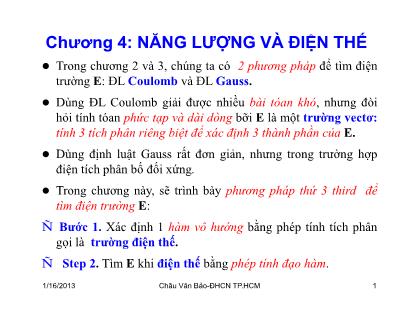 Bài giảng Trường điện từ - Chương 4: Năng lượng và điện thế