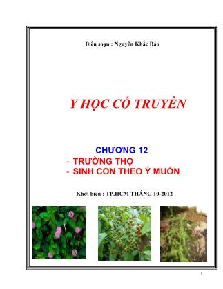 Bài giảng Y học cổ truyền - Chương 12: Trường thọ. Sinh con theo ý muốn