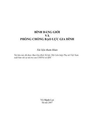 Bình đẳng giới và phòng chống bạo lực gia đình - Vũ Mạnh Lợi