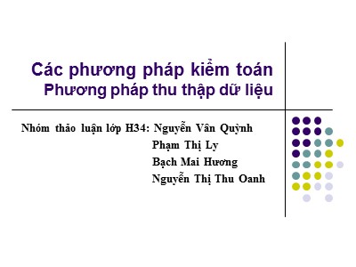 Các phương pháp kiểm toán - Phương pháp thu thập dữ liệu