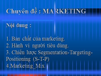 Chuyên đề Marketing căn bản