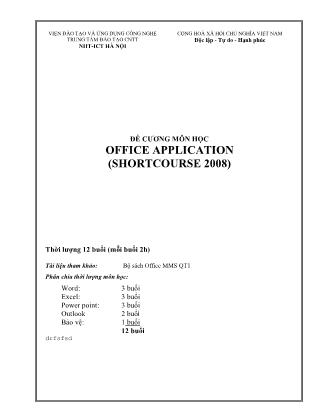 Đề cương Office Application (Shortcourse 2008)