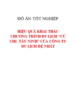 Đồ án tốt nghiệp Hiệu quả khai thác chương trình du lịch “Củ Chi- Tây Ninh” của Công ty du lịch Đệ Nhất