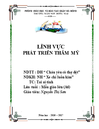 Giáo án Lĩnh vực phát triển thẩm mĩ - Nguyễn Thị Sơn