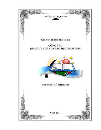 Giáo trình đào tạo từ xa Công tác quản lí ngành Giáo dục mầm non - Hồ Thị Hạnh (Phần 1)