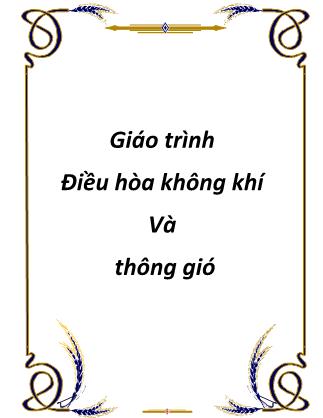 Giáo trình Điều hòa không khí và thông gió