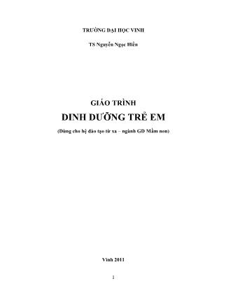 Giáo trình Dinh dưỡng trẻ em (Dùng cho hệ đào tạo từ xa – ngành GD Mầm non) (Phần 1)