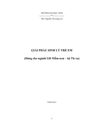 Giáo trình Giải phẫu sinh lý trẻ em (Dùng cho ngành GD Mầm non – hệ Từ xa) (Phần 1)