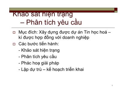 Giáo trình Hệ thống thông tin - Chương 2: Khảo sát hiện trạng - Phân tích yêu cầu