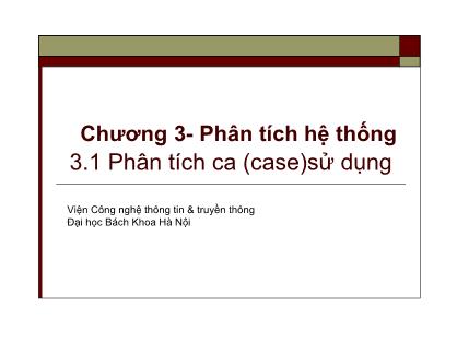 Giáo trình Hệ thống thông tin - Chương 3: Phân tích hệ thống