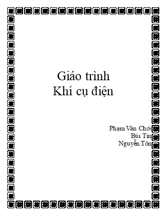 Giáo trình Khí cụ điện - Phạm Văn Chới