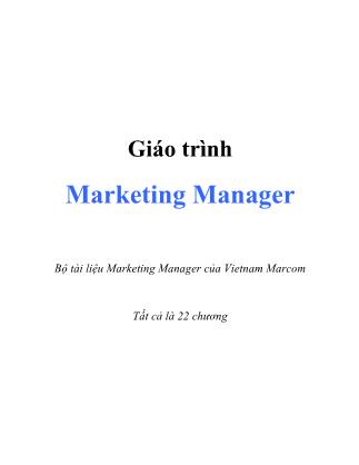 Giáo trình Marketing Manager