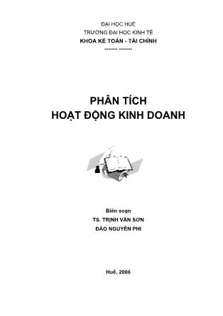 Giáo trình Phân tích hoạt động kinh doanh - Trịnh Văn Sơn