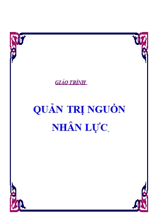 Giáo trình Quản trị nguồn nhân lực