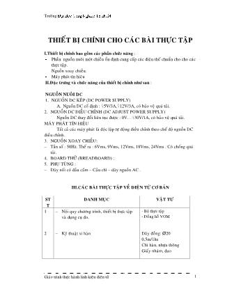 Giáo trình Thực hành linh kiện điện tử (Phần 1)