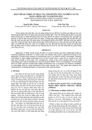 Hạn chế quá điện áp thao tác cho đường dây tải điện cao áp bằng chống sét van đừờng dây