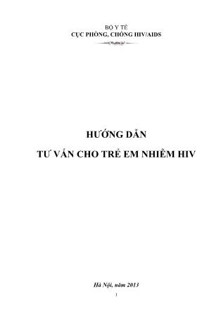 Hướng dẫn Tư vấn cho trẻ em nhiễm hiv