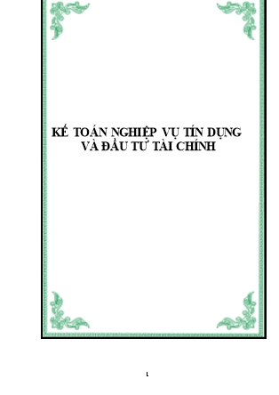 Kế toán nghiệp vụ tín dụng và đầu tư tài chính