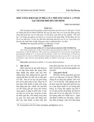 Khả năng khái quát hóa của trẻ mẫu giáo 5 - 6 tuổi tại Thành phố Hồ Chí Minh