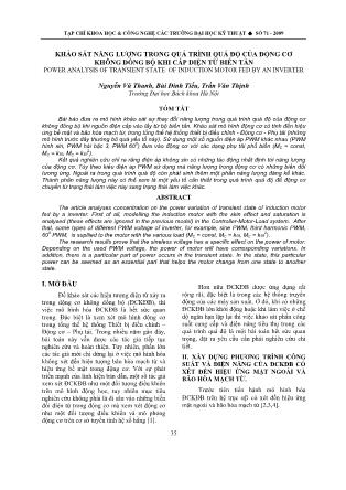 Khảo sát năng lượng trong quá trình quá độ của động cơ không đồng bộ khi cấp điện từ biến tần