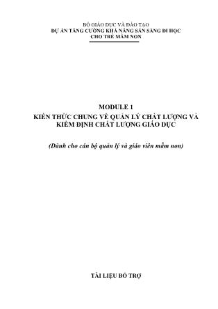 Kiến thức chung về quản lý chất lượng và kiểm định chất lượng giáo dục