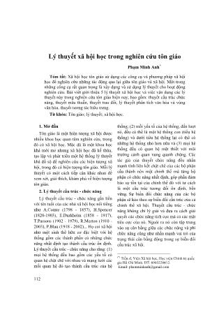 Lý thuyết xã hội học trong nghiên cứu tôn giáo