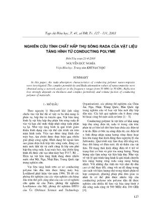 Nghiên cứu tính chất hấp thụ sóng rada của vật liệu tàng hình từ Conducting Polyme