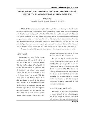 Những khó khăn của gia đình có trẻ khuyết tật phát triển và nhu cầu của họ đối với các dịch vụ xã hội tại Thành phố Hồ Chí Minh