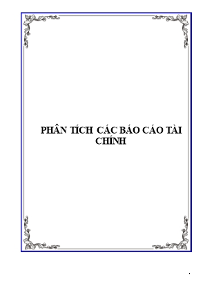 Phân tích các báo cáo tài chính