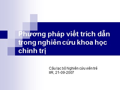 Phương pháp viết trích dẫn trong nghiên cứu khoa học chính trị