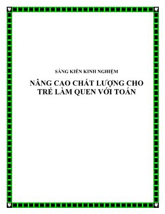 Sáng kiến kinh nghiệm Nâng cao chất lượng cho trẻ làm quen với toán