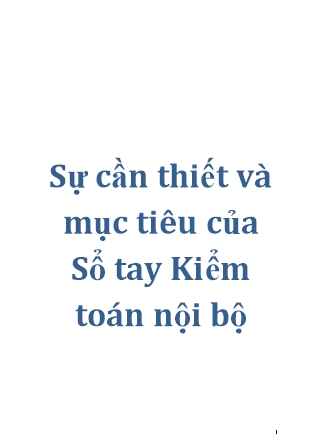 Sự cần thiết và mục tiêu của Sổ tay Kiểm toán nội bộ