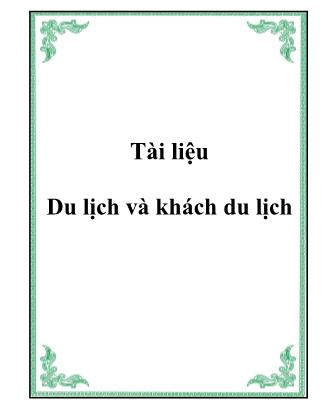 Tài liệu Du lịch và khách du lịch