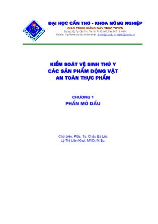 Tài liệu Kiểm soát vện sinh thú y - Chương 1: Phần mở đầu