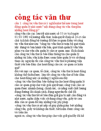 Tài liệu ôn tập Công tác văn thư