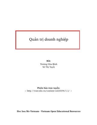 Tài liệu Quản trị doanh nghiệp - Trương Hòa Bình