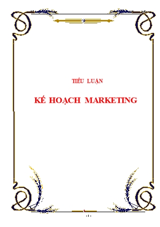 Tiểu luận Kế hoạch marketing - Lê Quang Viết