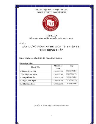 Tiểu luận Xây dựng mô hình du lịch từ thiện tại tỉnh Đồng Tháp